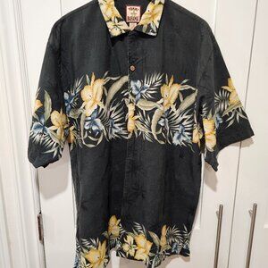 Tommy Bahama floral shirt black with yellow size medium